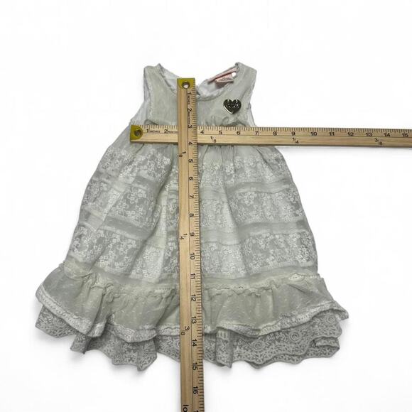 Juicy Couture Kids Ivory White Ruffled Lace Dress Juicy Heart Gold Charm Size 3t - Picture 3 of 5